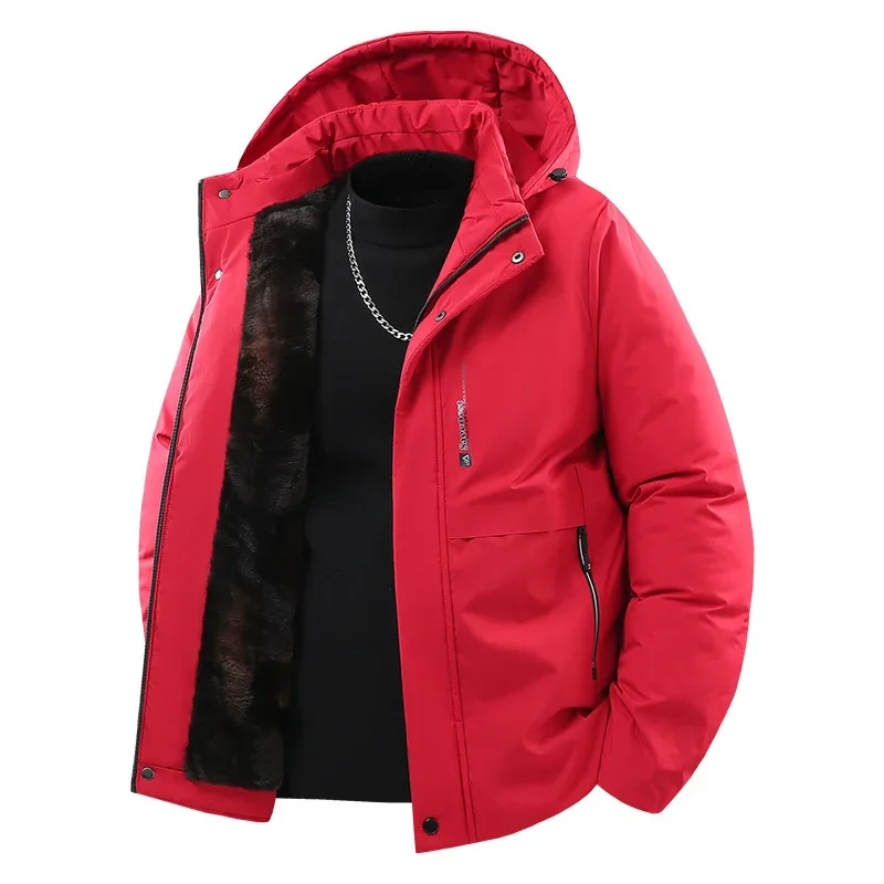 Man Down Jacket Winter Thicken Cold-proof Long Sleeve Male Detachable Hooded Coat Waterproof Outdoor Casual Men Outerwear