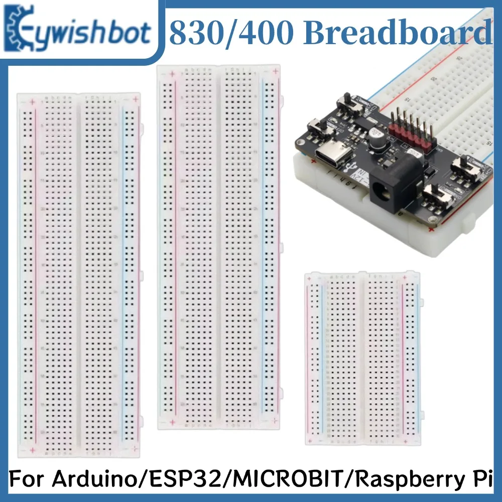 Breadboard 400 830 Points Universal Solderless PCB Bread Board Jumper Wire Cable Prototype Board DIY Kit for Arduino Kit