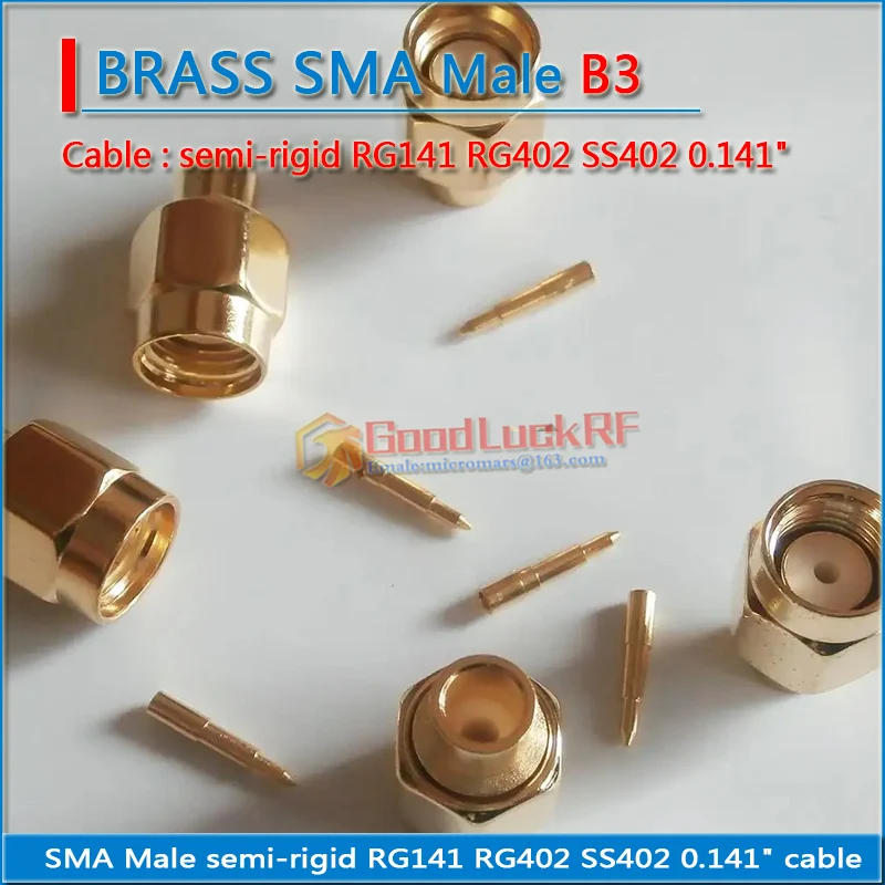 1X Pcs Connector SMA Male jack Solder for semi-rigid RG402 0.141\