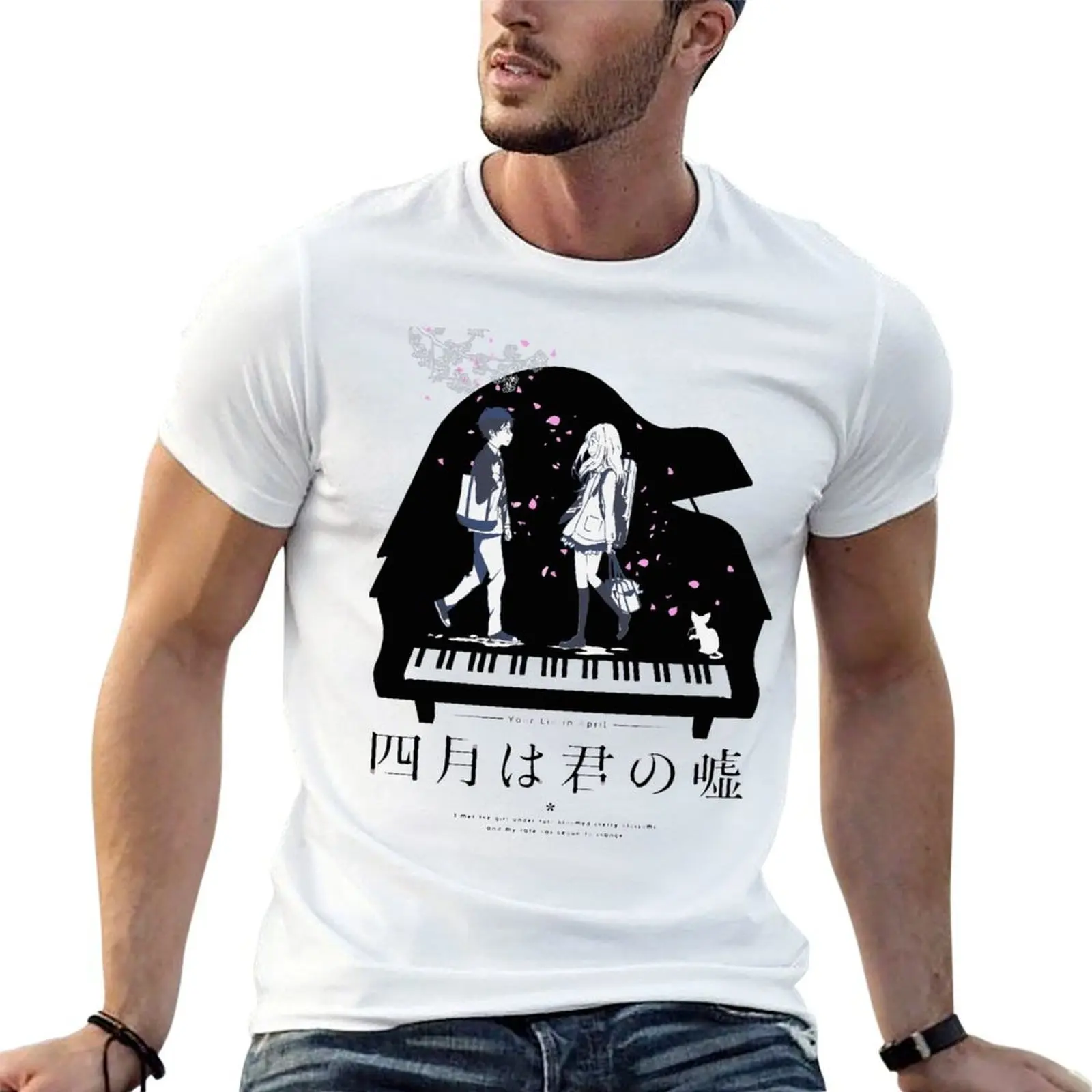 

Shigatsu wa Kimi no Uso T-Shirt anime t shirts for man man t shirts cotton man t shirts high quality luxury brand T-Shirt