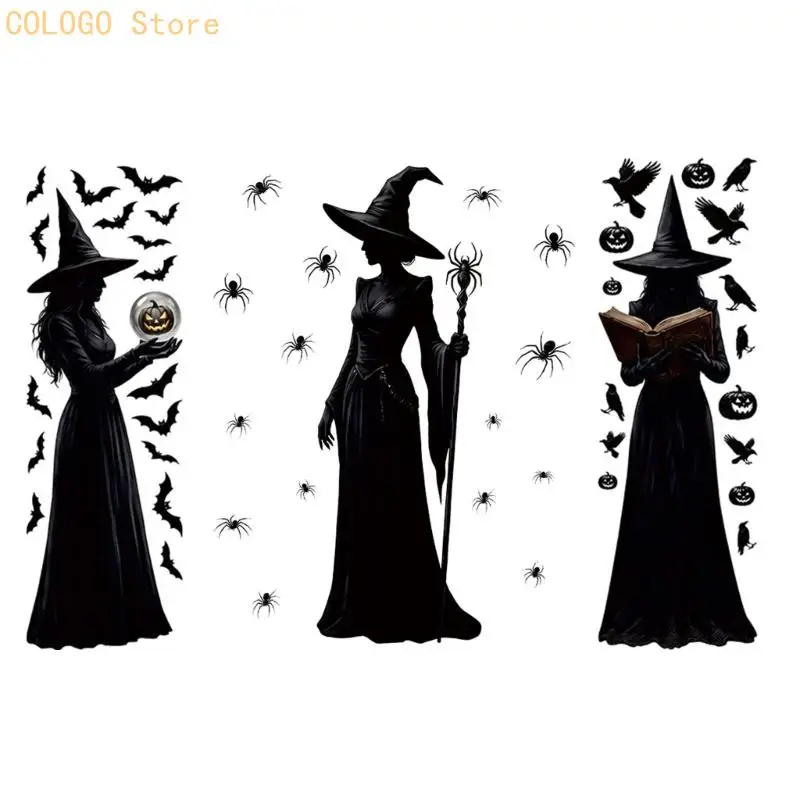 Dark Figure PVC Glass Cling Sheets for Fall Party Styling, Indoor Entry Motifs for Retail Display and Use Plans D0LD