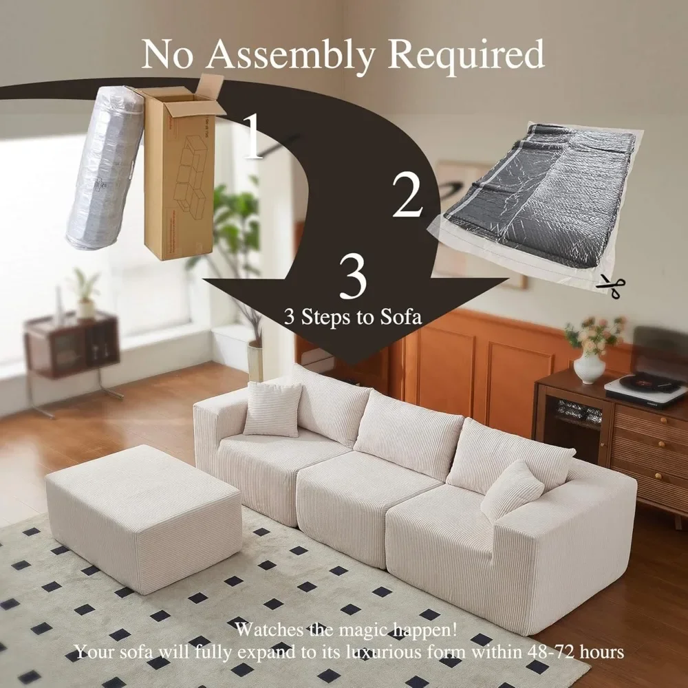 أريكة سحابة مقطعية، أريكة حديثة على شكل حرف L، أريكة مضغوطة من إسفنج الذاكرة، أريكة بدون عظم مثالية لغرف المعيشة أ #2