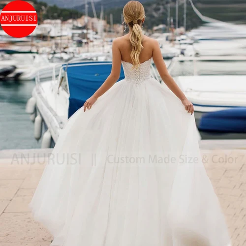 Imagen 2 del producto Vestido De princesa sin tirantes para mujer, traje De boda De encaje, largo hasta el suelo, 2023