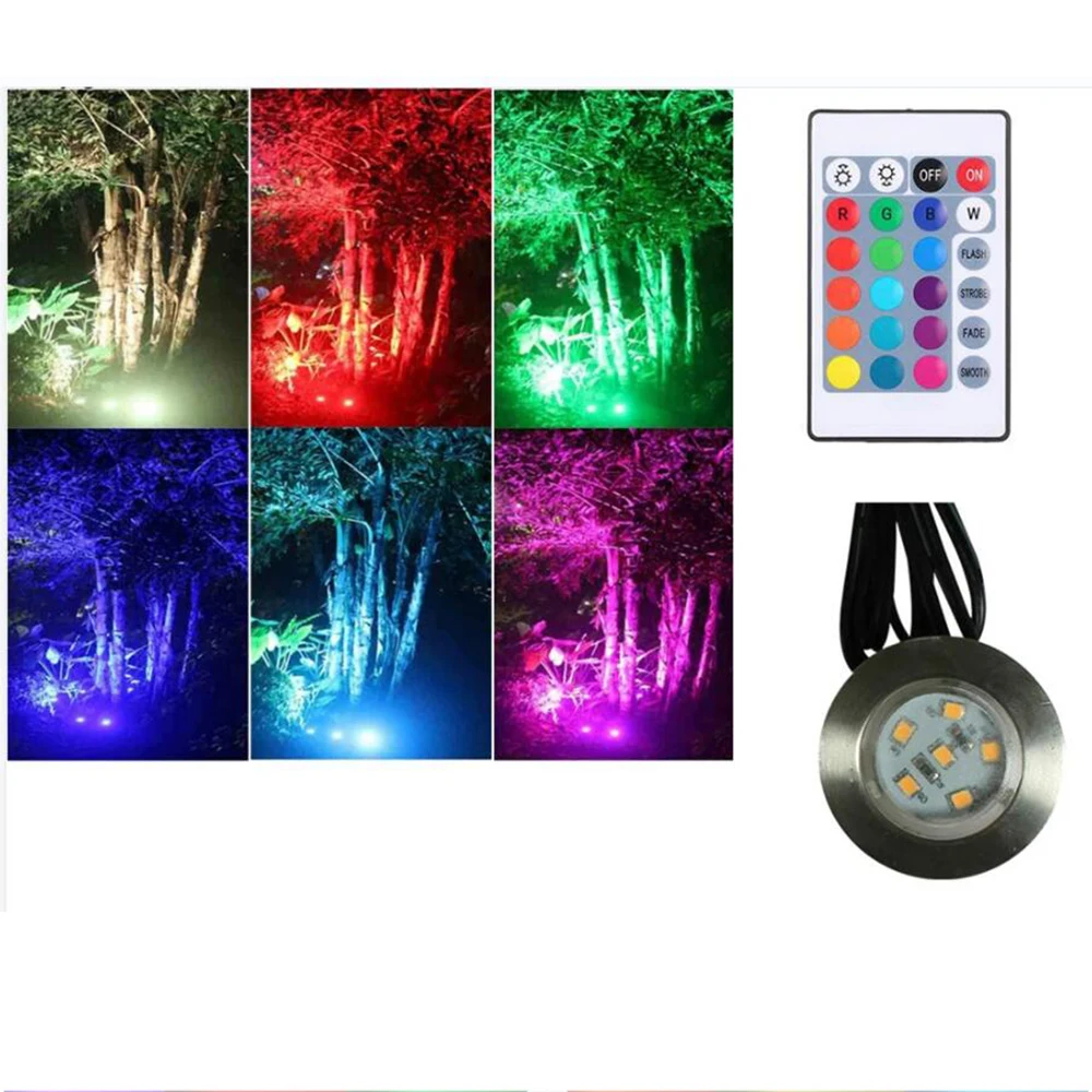 RGB LED Deck Light AC 90-265V With Remote Underground Lamp IP67 Waterproof Garden Pathway Landscape Spotlight