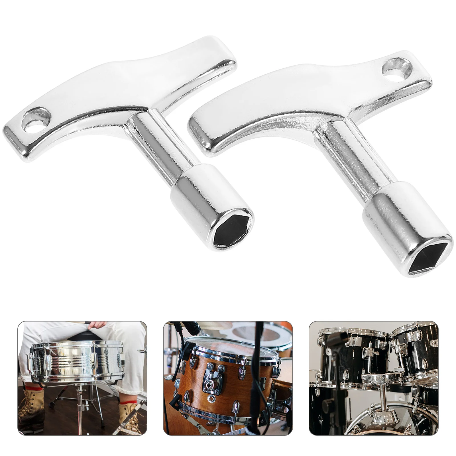 

2 Pcs Accessories Snare Drum Hexagonal Square Zinc Alloy Tuning Key Wrench Tool