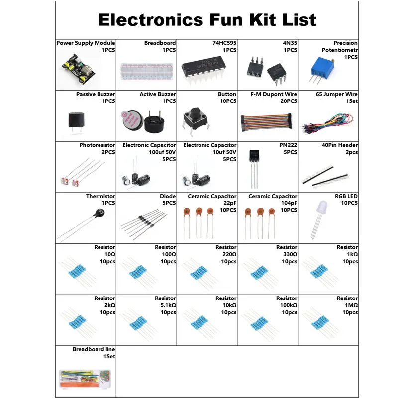 Imagem -06 - Diy Electronic Project Starter Kit com Caixa Arduino Uno r3 Conjunto de Componentes Eletrônicos Breadboard 830 Tie Points