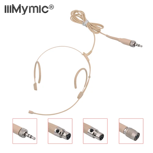 Micrófono de auriculares profesional para Sennheiser Shure AKG Bodypack 3,5mm bloqueo 4 pines 3 pines condensador micrófono de diadema Cable grueso