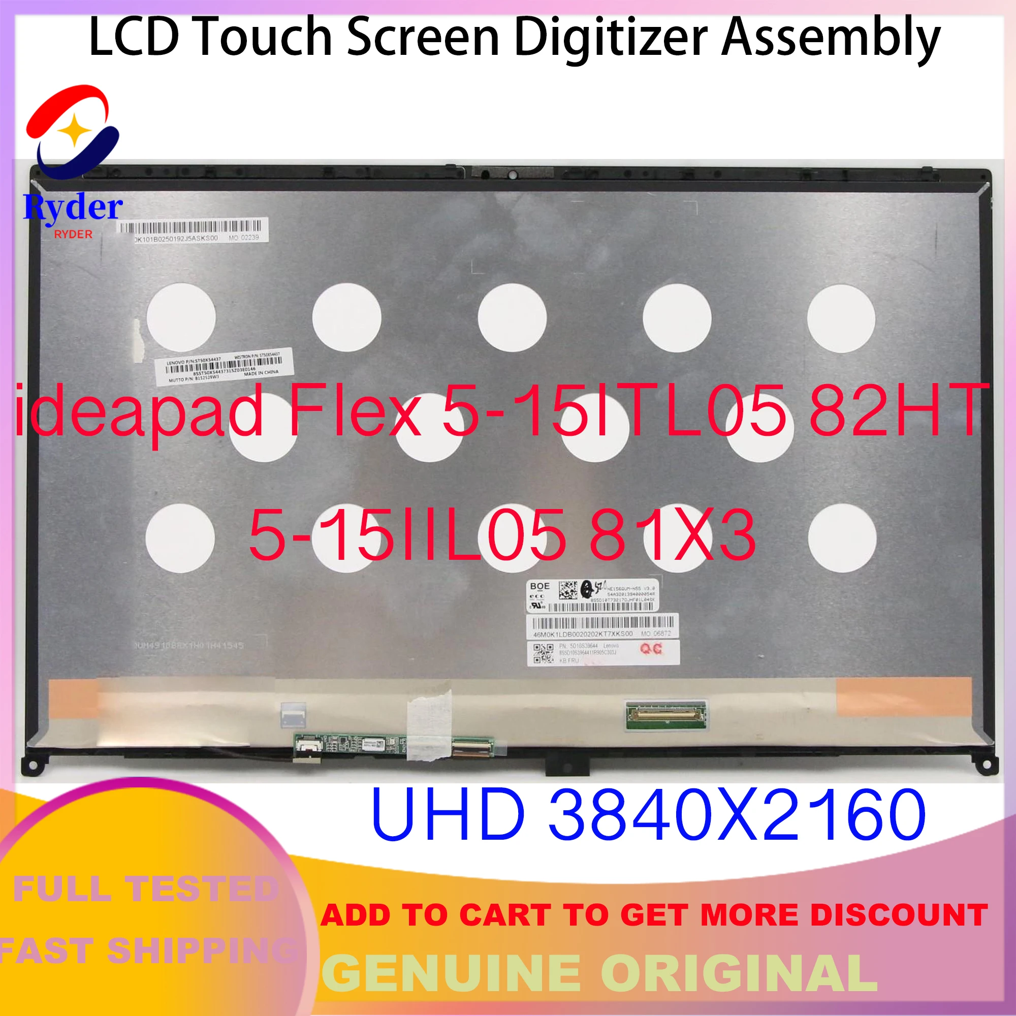 Imagem -03 - Uhd para Lenovo Ideapad Flex 15iil05 81x3 15itl05 82ht Lcd Assembléia de Substituição do Painel da Tela Toque Fhd 5d10s39644 15.6 4k