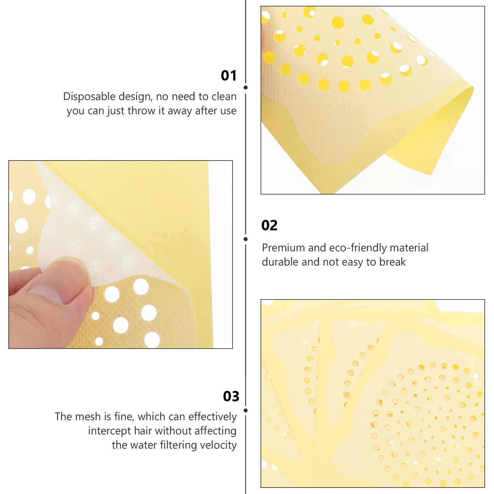 

50 Pcs Anti blocking Hair Filtering Stickers Disposable Drain White Bathroom Sewer Hole Fine Mesh Practical Design Intercepts