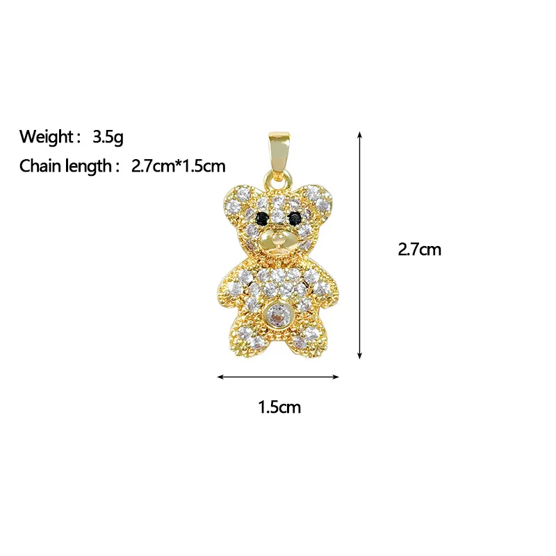 5 قطعة/المجموعة العصرية لطيف لامعة الزركون الدب النحاس المعلقات سحر اليدوية عقد دي اي واي صنع المجوهرات مجموعة هدايا عيد بالجملة