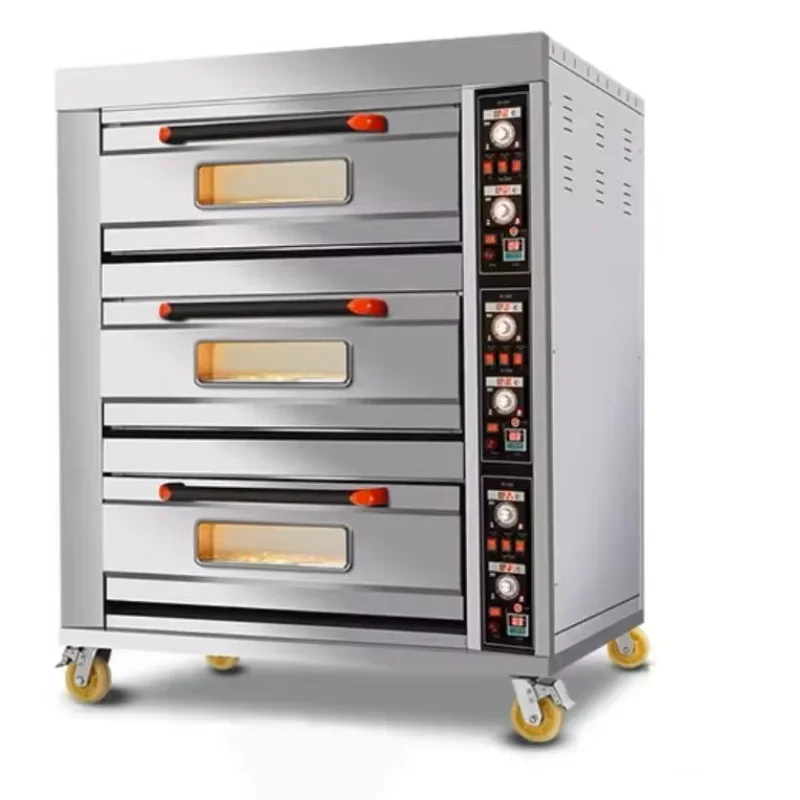 Baking Equipment 3 Layer 6 Tray Bread Oven Electric Stainless Steel Baking Platform Oven Commercial Gas Bread Baking Machine