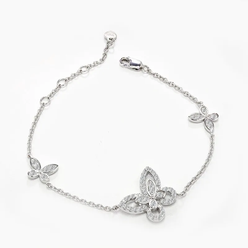 

Follow Cloud Butterfly All Moissanite Diamond Bracelet and Pendant Necklace Jewelry Sets for Women 925 Sterling Silver with GRA