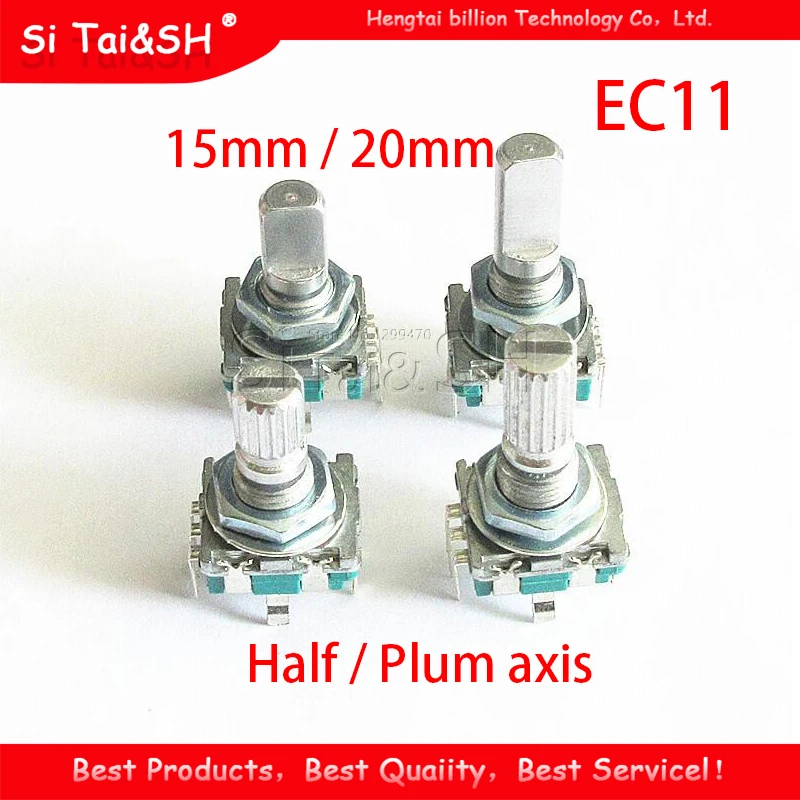 10PCS Half / Plum axis rotary encoder, handle length 15mm / 20mm code switch/ EC11 / digital potentiometer with switch 5Pin