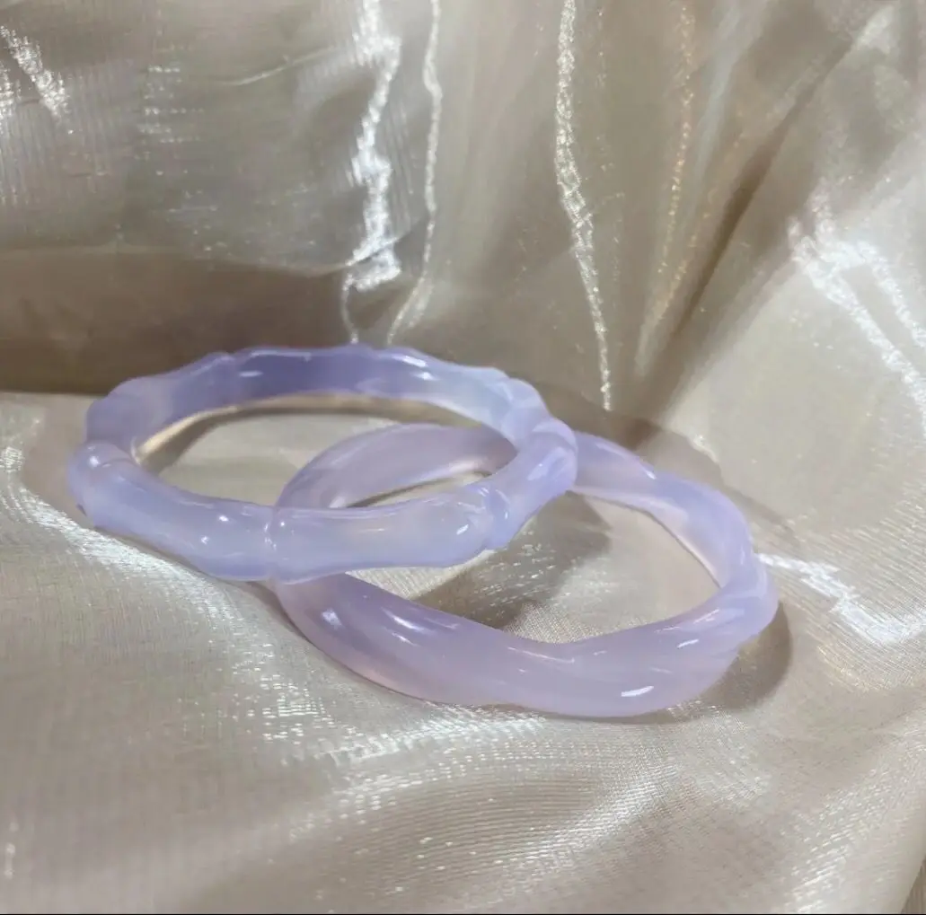 

Natural Ice Species Purple Chalcedony Bamboo Bracelet White Agate Jade Bracelet Women's Fashion Style