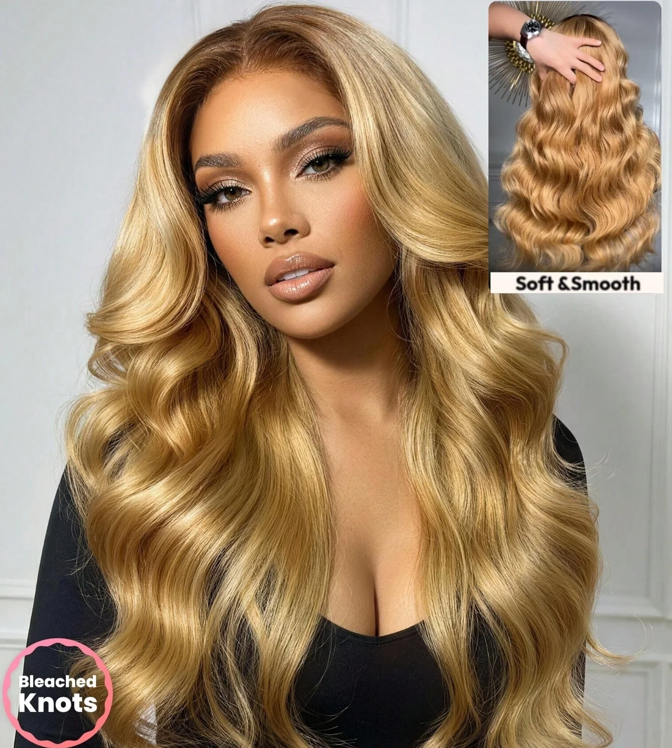 27 Honey Blonde 13X6 Hd Lace Front Wig Human Hair Pre Plucked 24 Inch Body Wave Lace Frontal Wigs Human Hair Pre Colored 27# Honey Blonde Wig