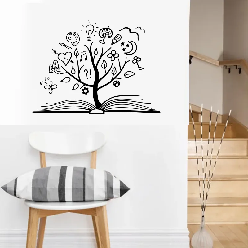 

Book Tree Wall Decal Creative Books Reading Room Library Classroom Vinyl Stickers Bookstore Decoration Motivation Mural 384