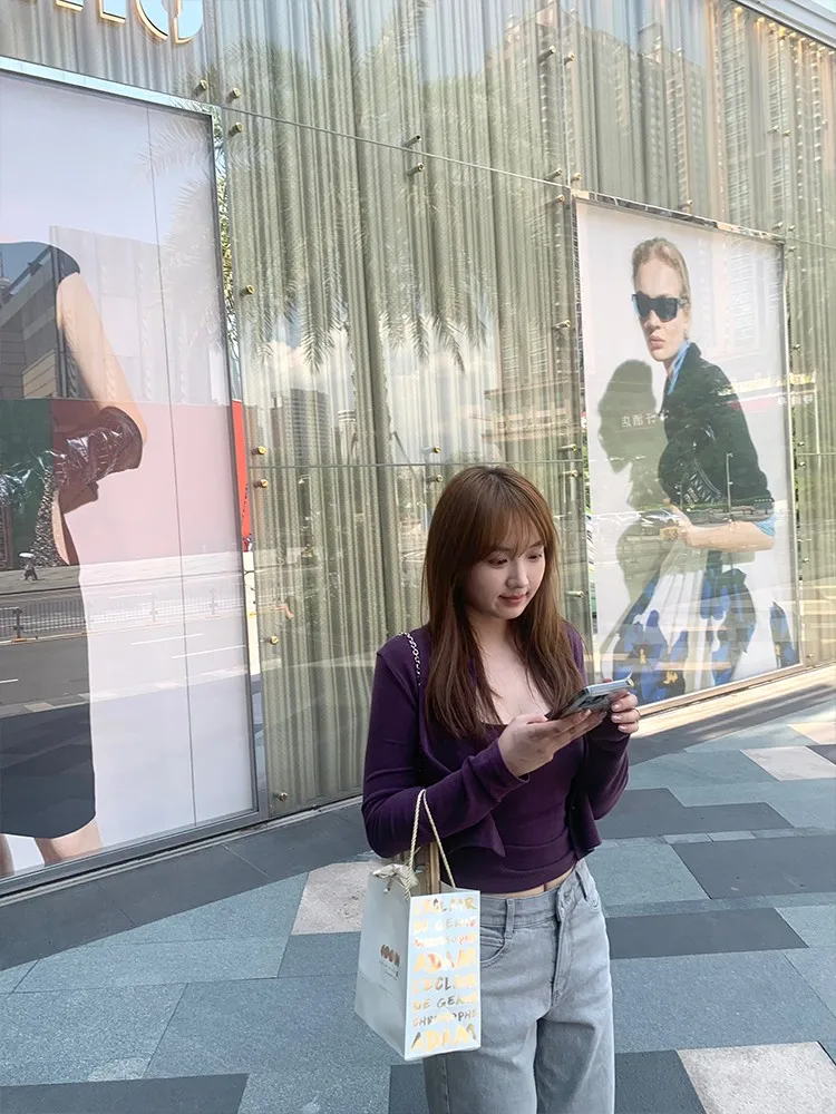 

Повседневный вязаный открытый кардиган и укороченный топ, женский светло-розовый костюм из двух предметов для девочек-подростков, хлопковый осенний комплект Faion