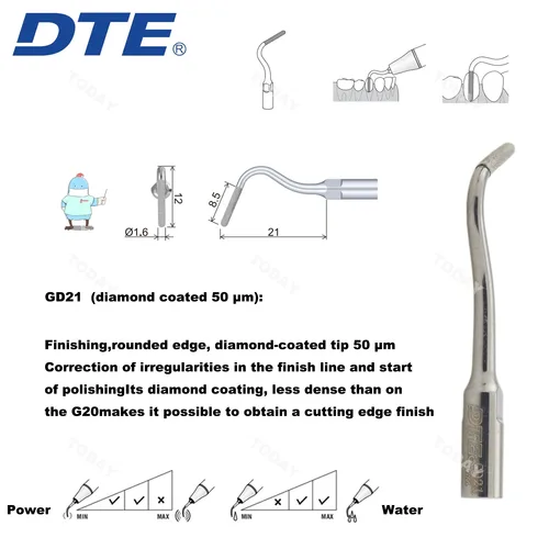 Imagen 2 del producto Woodpecker DTE puntas escarificadoras ultrasónicas dentales, puntas de preparación de cavidad, punta recubierta de diamante, pieza de mano Scaler NSK SATELEC ACTEON