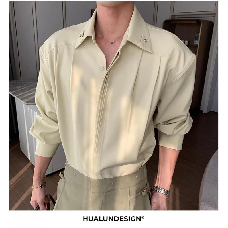 

White Long Sleeved Shirt Men Fashion Society Mens Black Dress Shirt Korean Loose Casual Shirt Mens Office Formal Shirts