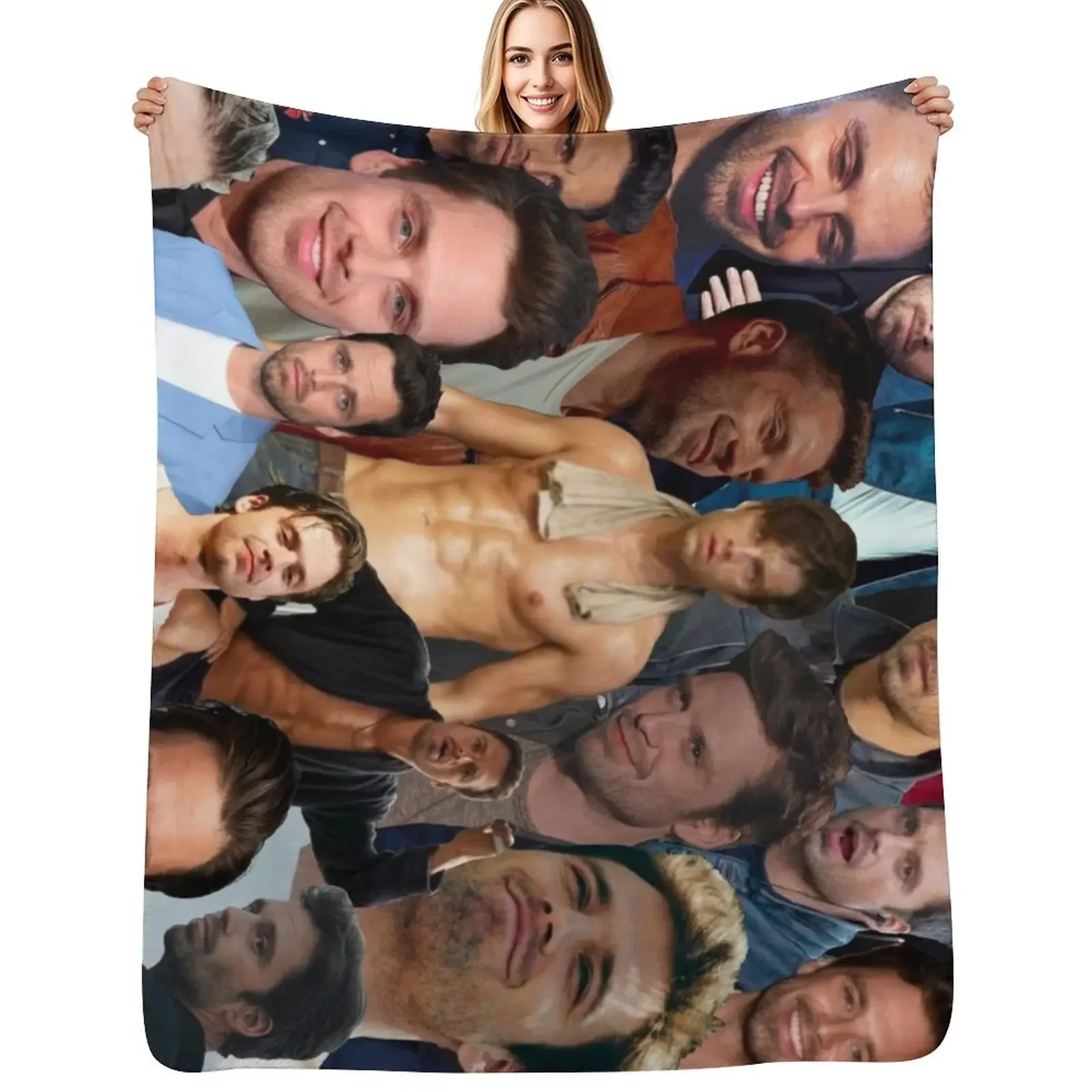 

Sebastian Stan Photo Collage Throw Blanket manga Extra Large Throw Kid'S Blanket