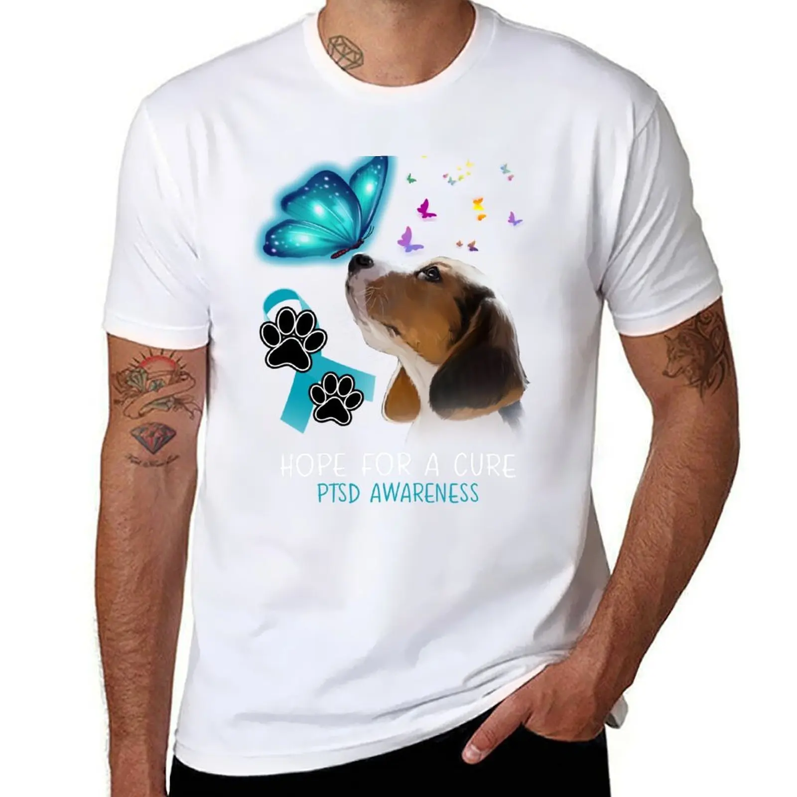 

Beagle Hope For A Cure PTSD Awareness T-Shirt t shirts for man pack cotton man tshirt T-Shirt