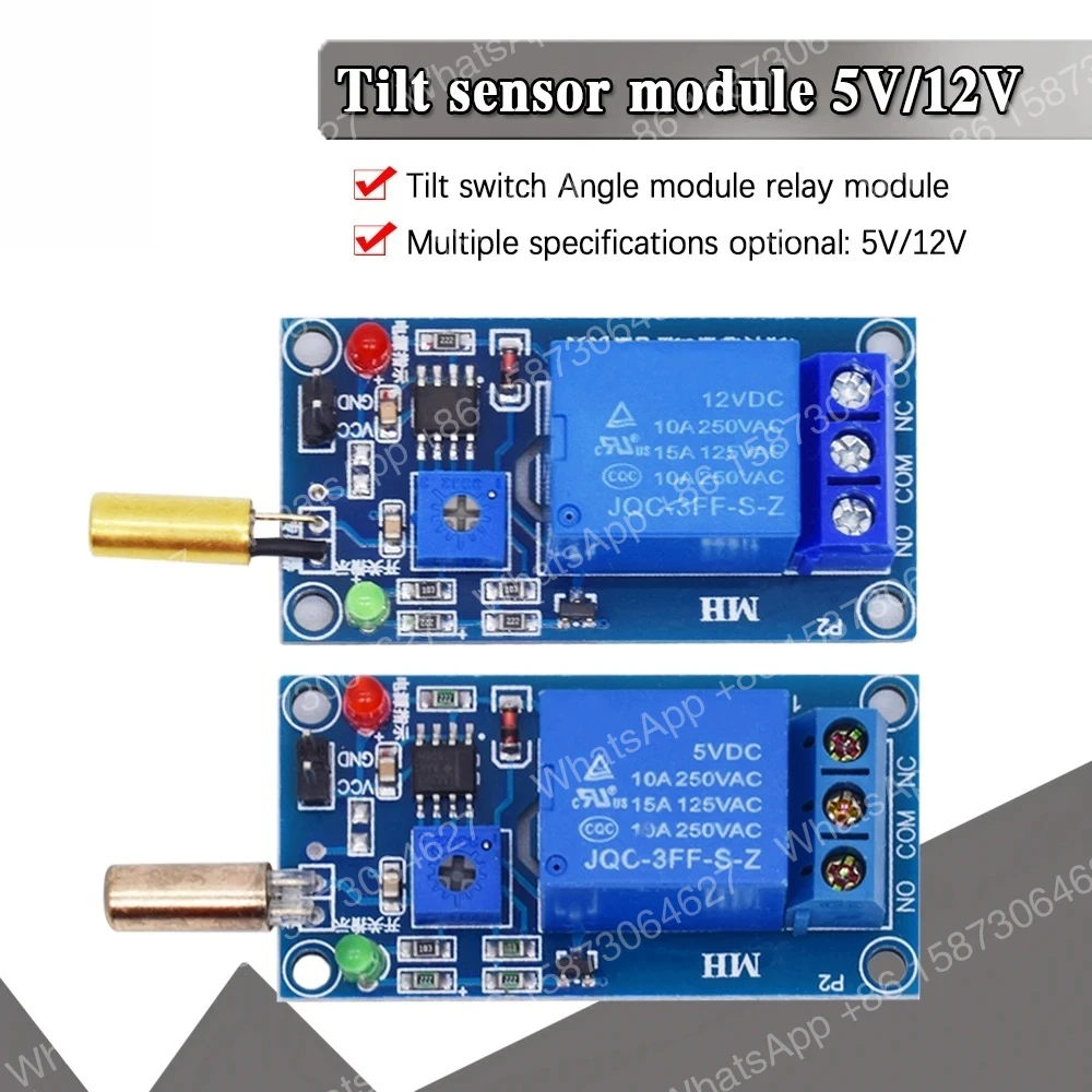 20-個-12v-5v-1-チャンネル出力傾斜角度センサーリレーモジュールゴールデン-sw520d-ボールスイッチ傾斜センサーモジュール-arduino-用