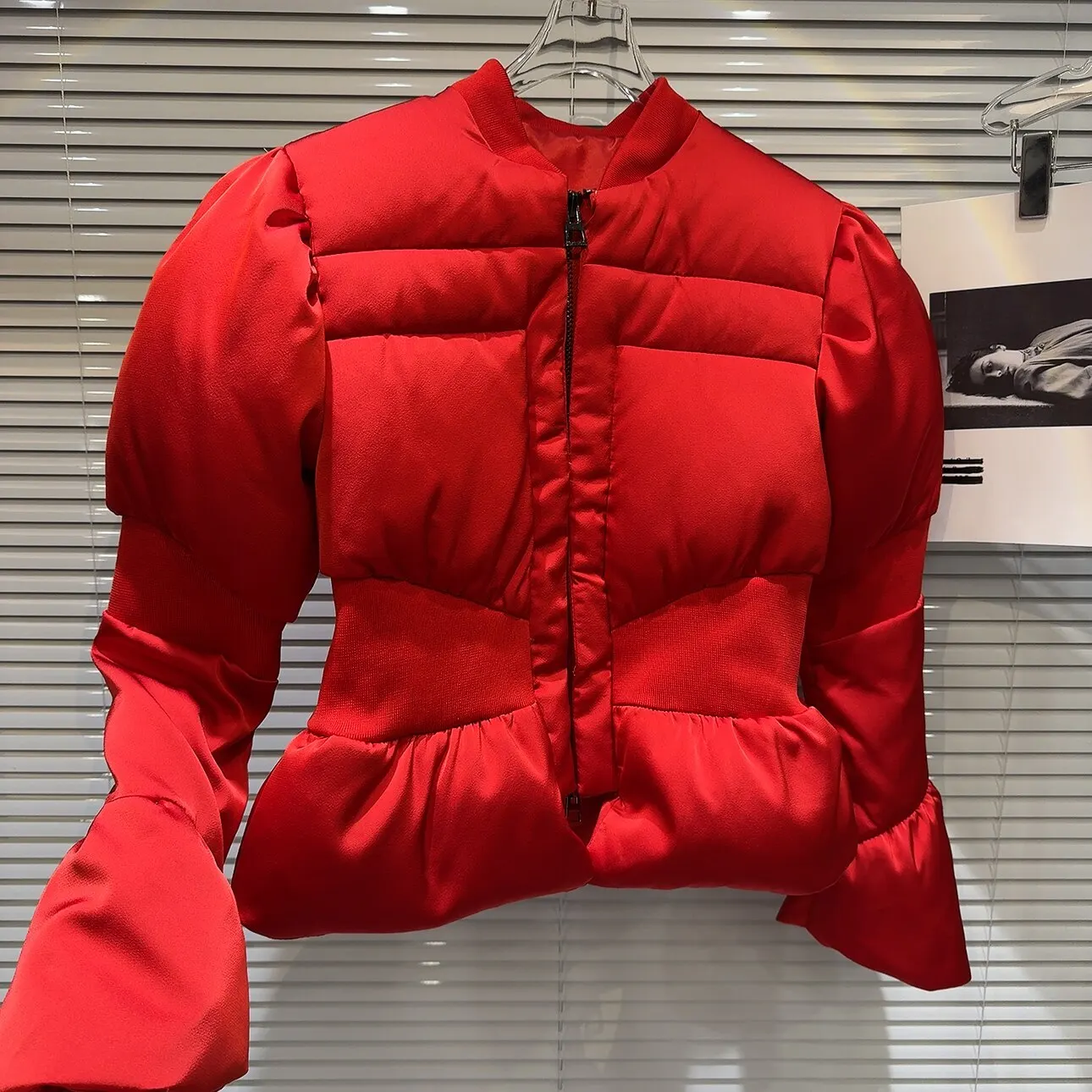 DEAT 2026 Winter New Items Fashion Women's Thread Waist Design Warm Jacket Casual Solid Color Zipper Cotton Padded Coat 11A01161