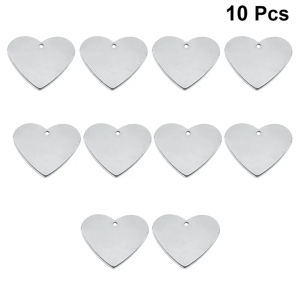 

10 Pcs Heart Shaped Stainless Steel DIY Jewelry Pendant Pet ID Tag Blank Dog Puppy Name Carving Accessories Necklace