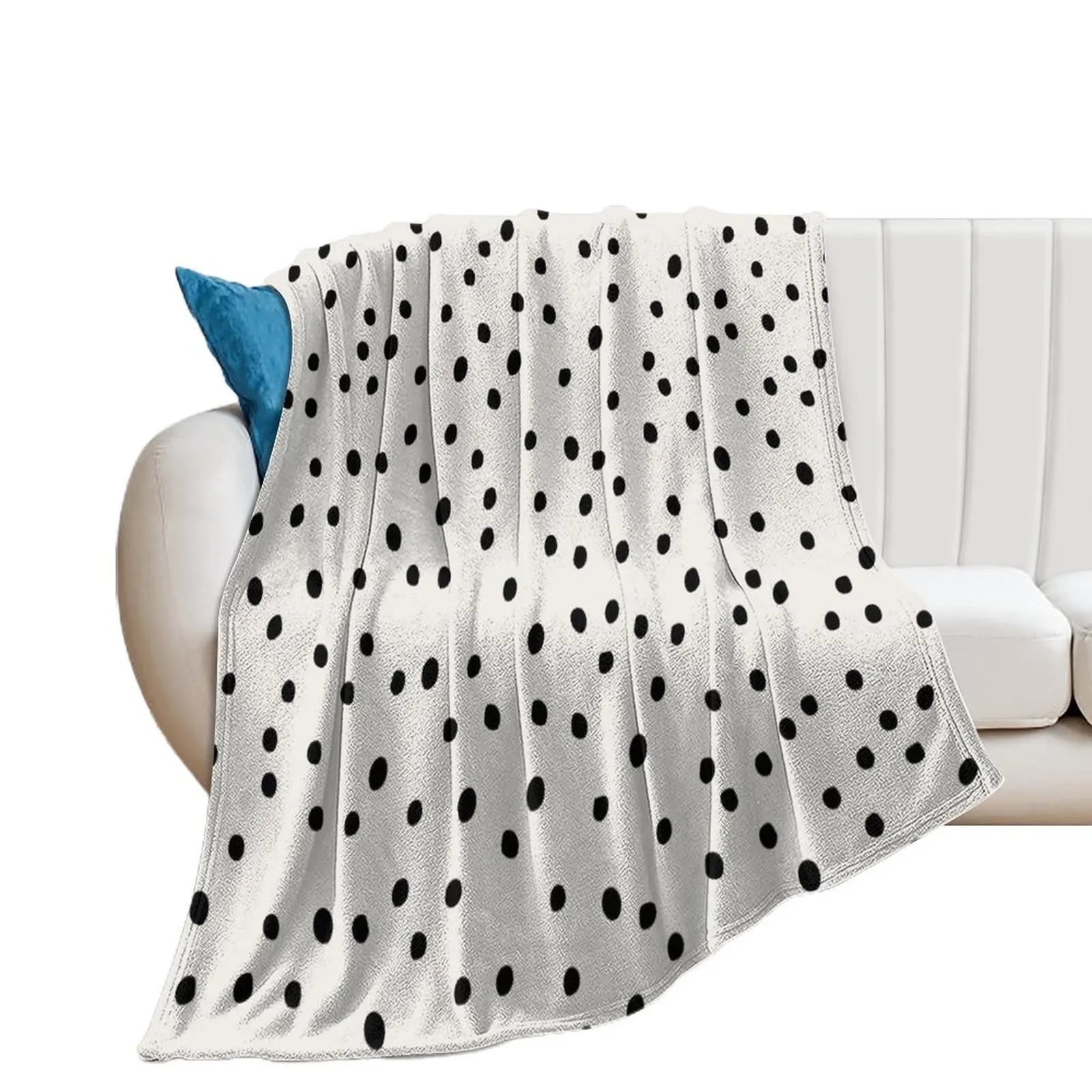 Preppy Spots, Black and White, Minimal, Polka Dot Print Throw Blanket Blankets Sofas Of Decoration blankets and throws Blankets