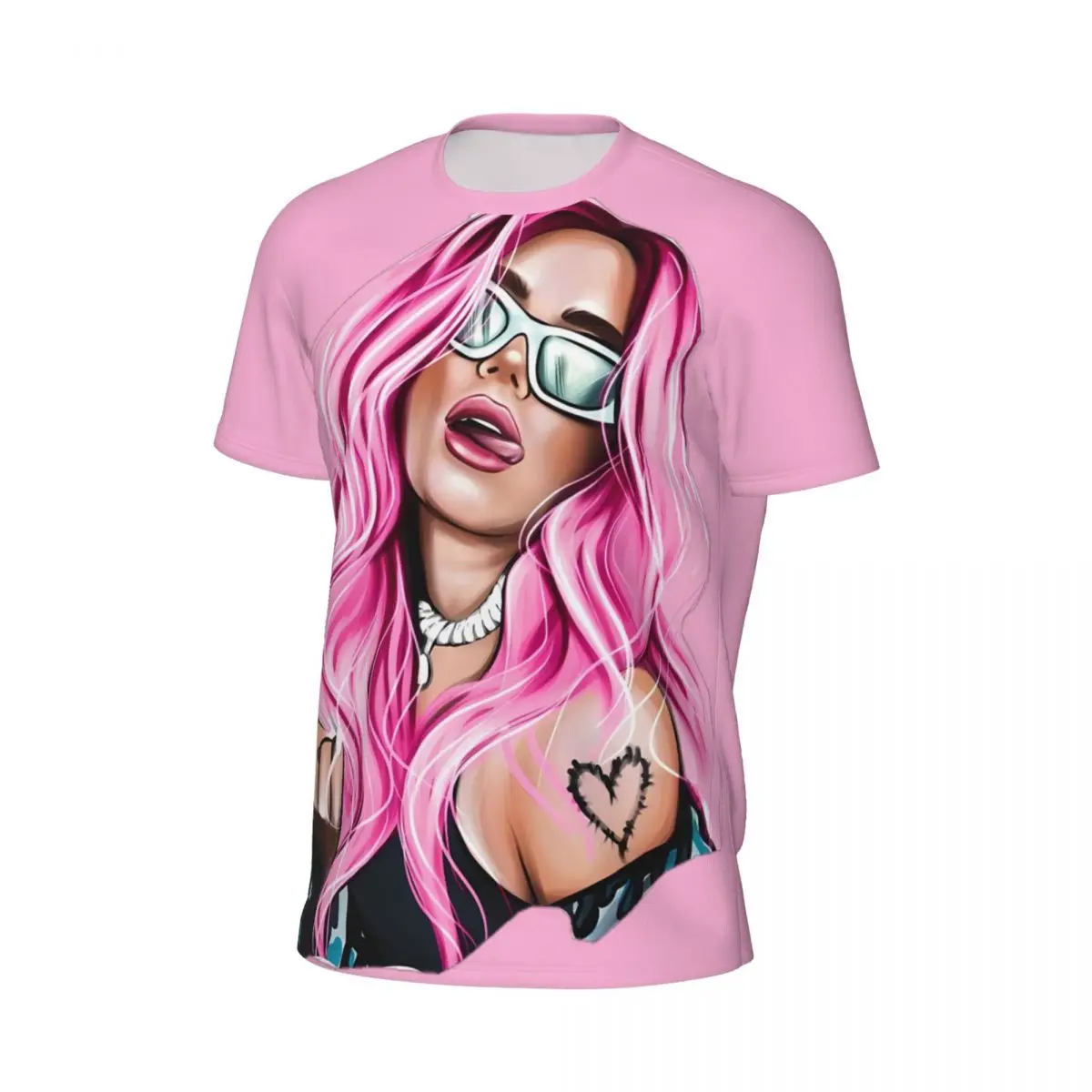 K-Karol G Pink Hair Sunglasses Pop Art Gym T Shirt Summer Y2K Casual T Shirts Hippie Tee Shirt For Men Clothes Big Size 5XL 6XL