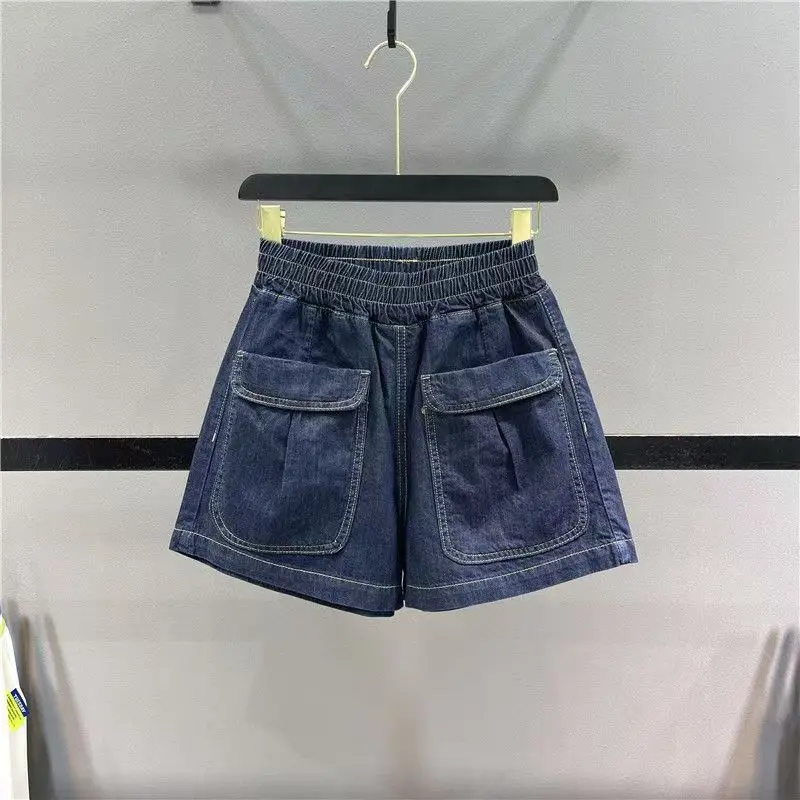 

plus Size Women's Slimming Casual Jeans Shorts Thin Five-Point Pants Wide Leg Pants High Waist Straight Leg Commute Style