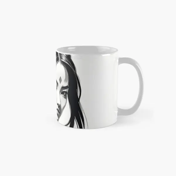 Samurai Woman Warrior Classic  Mug Picture Handle Round Design Simple Drinkware Cup Image Coffee Printed Gifts Tea Photo