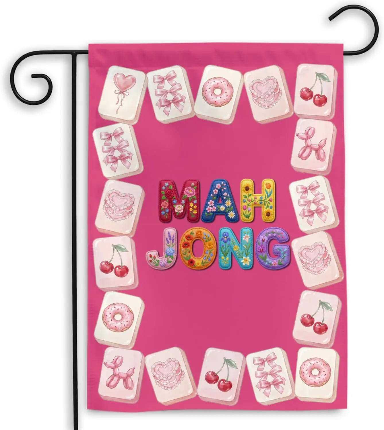 Флаг MAIANEY (12x18 дюймов) с изображением маджонга, декор для входной двери на вечеринку в честь игры в маджонг для девочек, надпись «Добро пожаловать на вечеринку маджонг» для ужинов и клубных вечеринок Si ZZM