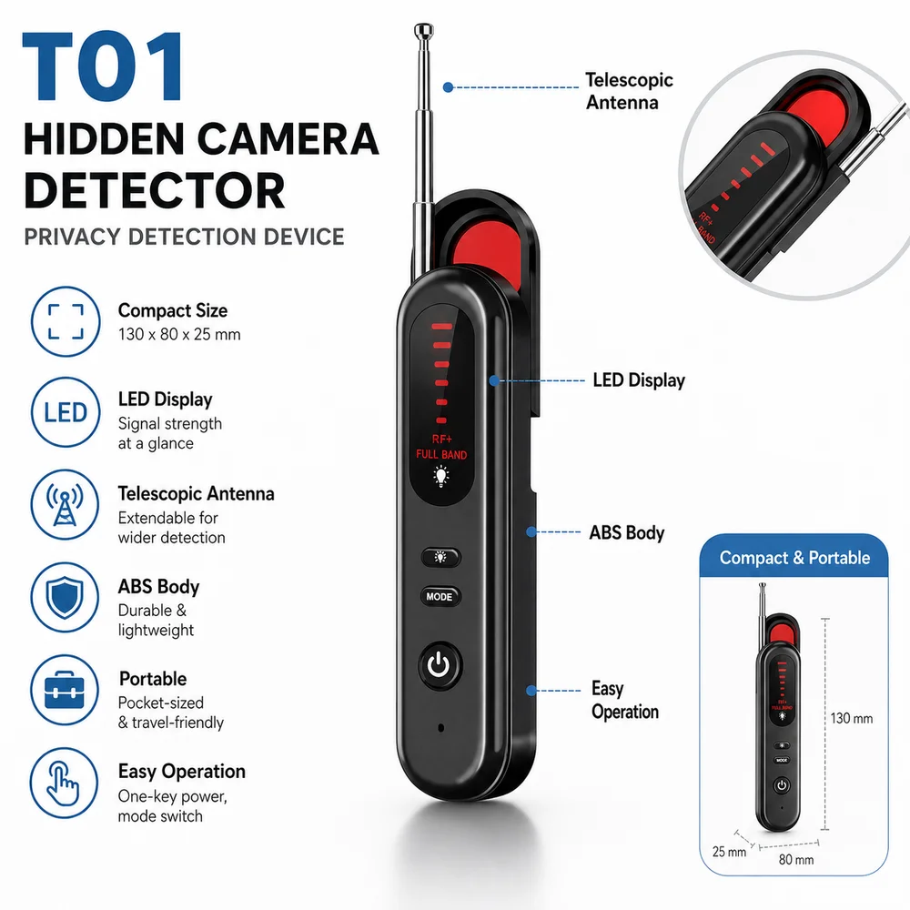 Portable Tracker Detector Infrared Scanning Anti-Surveillance Eavesdropping Detector Handheld Signal Detection