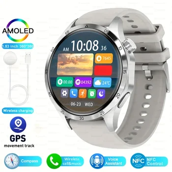 2024 New GPS Tracker Smartwatch Men GT4 Pro+ 1.53-inch AMOLED 360*360 HD Screen Wireless Call NFC Smartwatch