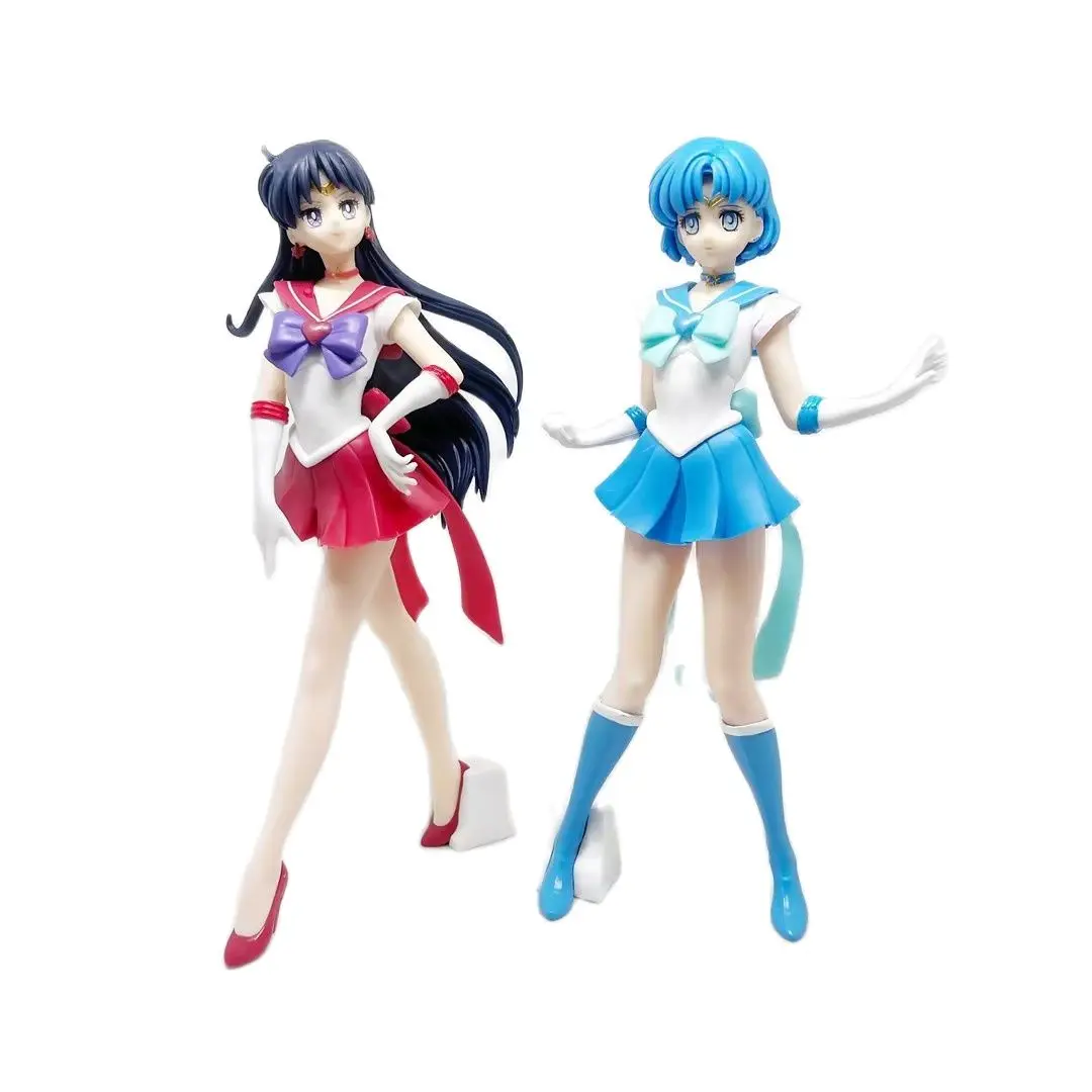 Anime Sailor Moon Sailor Mercury Mizuno Ami Sailor Mars Hino Rei PVC Action Figure Game Statue Collectible Model Kids Toys Doll