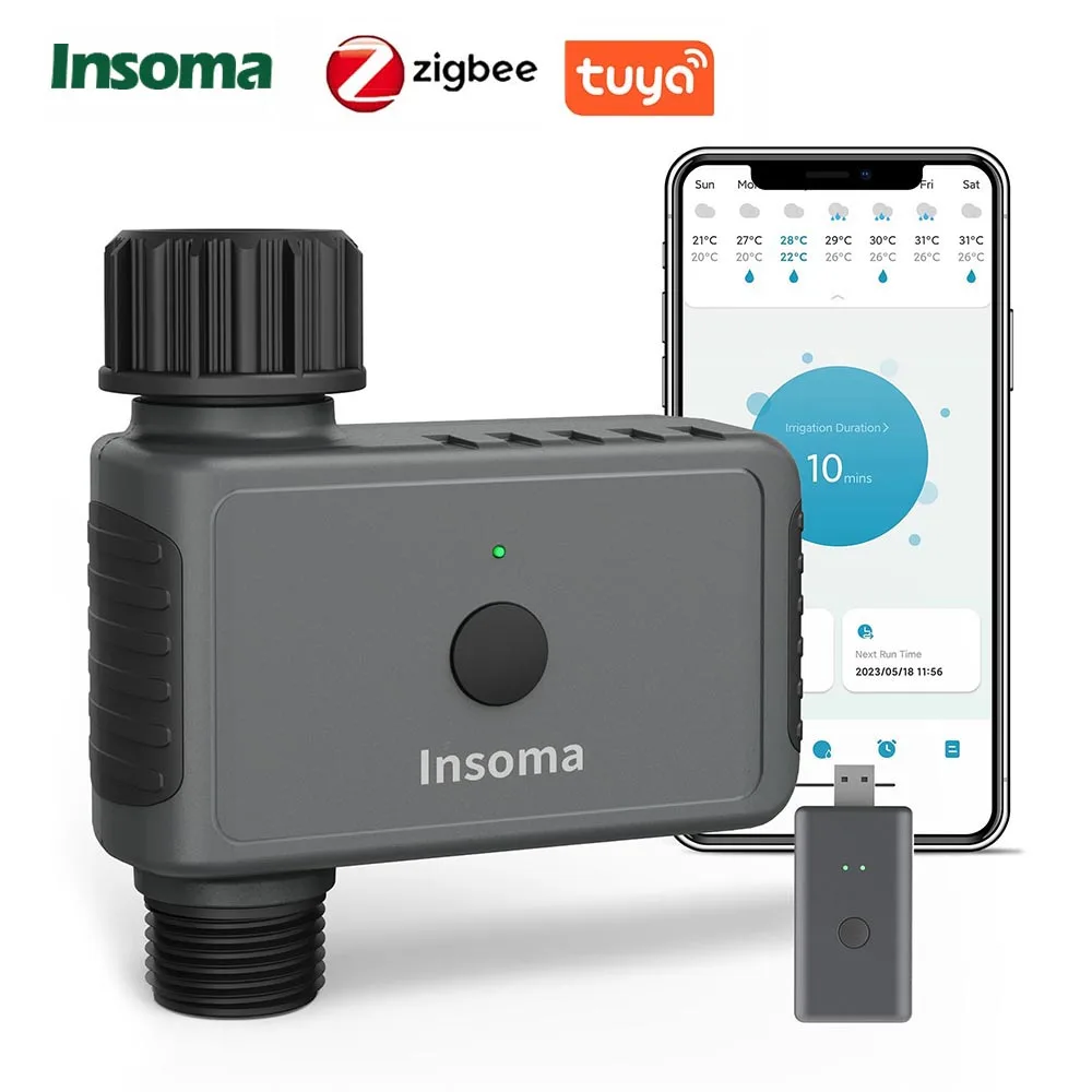 Insoma Zigbee Sprinkle Timer Remote Garden Water Timer Smart Irrigation Watering System Automatic Hose Control Unit