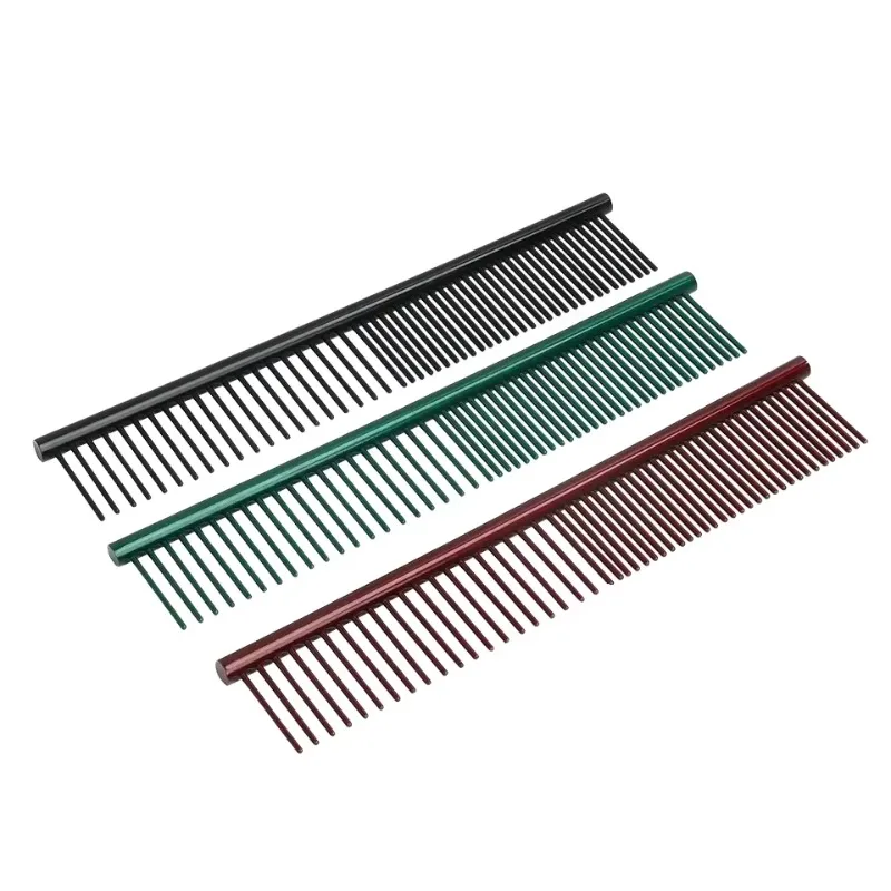 

10pcs Professional Teeth Pet Cat Dog Hair Grooming Comb Tool Colorful Rounded Ends Stainless Steel for Removing Tangles Knots