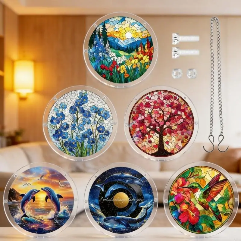Puzzle-Sonnenfänger, Acryl-Fenster-Hängedekorationen, künstlicher Buntglas-Sonnenfänger, einzigartiges Geschenk für Frauen, 87HA