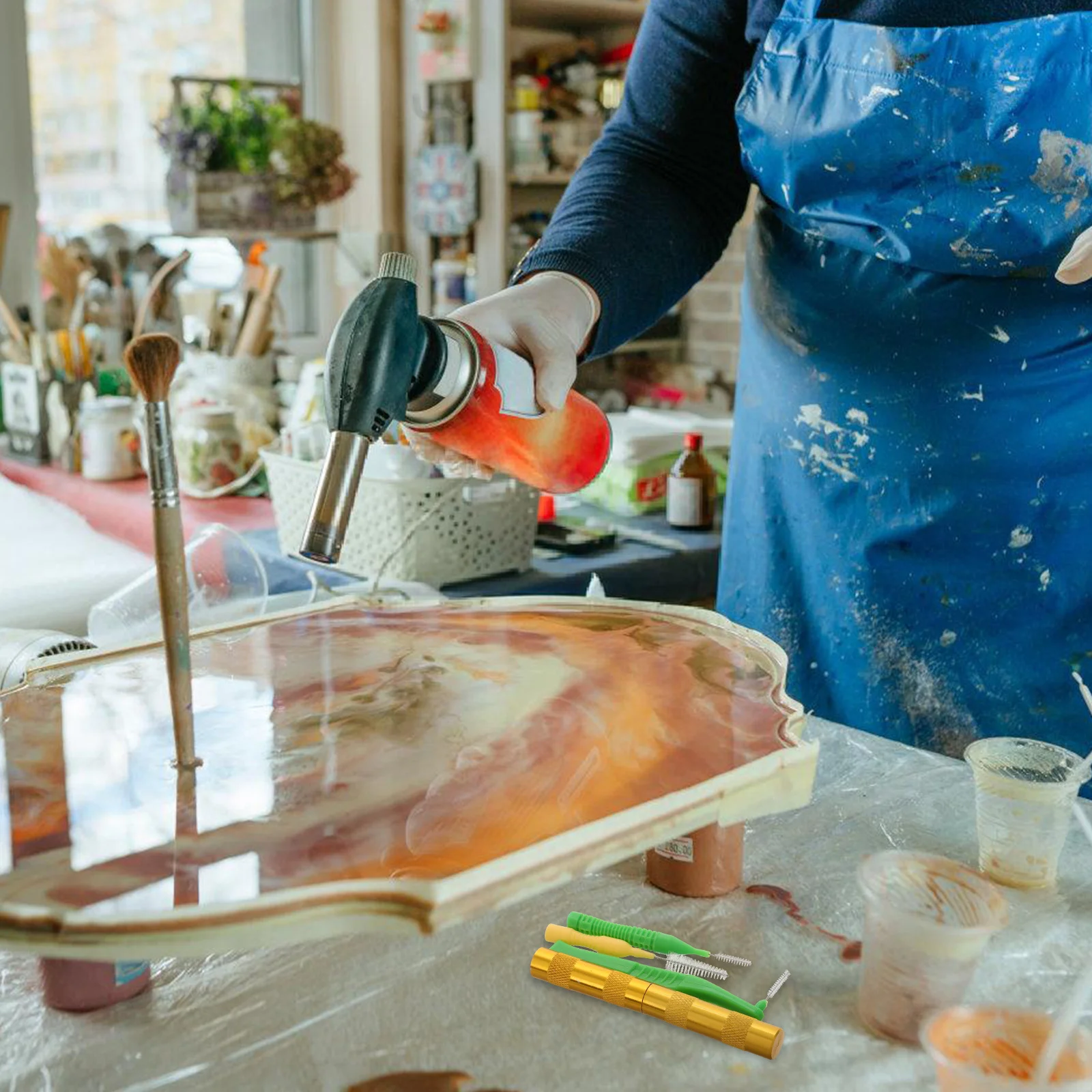 

4pcs Brush Set Plastic Metal Airbrush Cleaner Tools For Daily Cleaning Airbrush Maintenance Kit Cleaning Needles