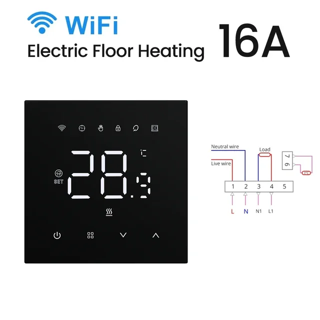 AVATTO Tuya WiFi slimme thermostaat, elektrische verwarming/waterverwarming/watergasboiler, werken met Alexa Google Home