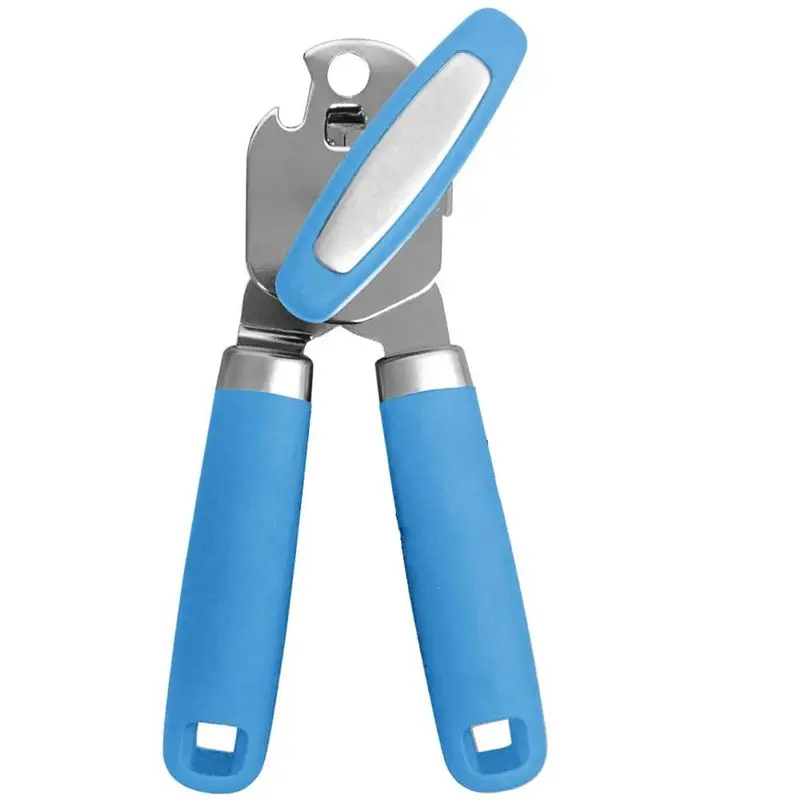 AA14 Nuevo Abrelatas Manual de Acero Inoxidable con Borde Liso y Abrebotellas, Herramienta de Cocina Multifuncional, Manual, de Gran Tamaño, Fácil de Usar