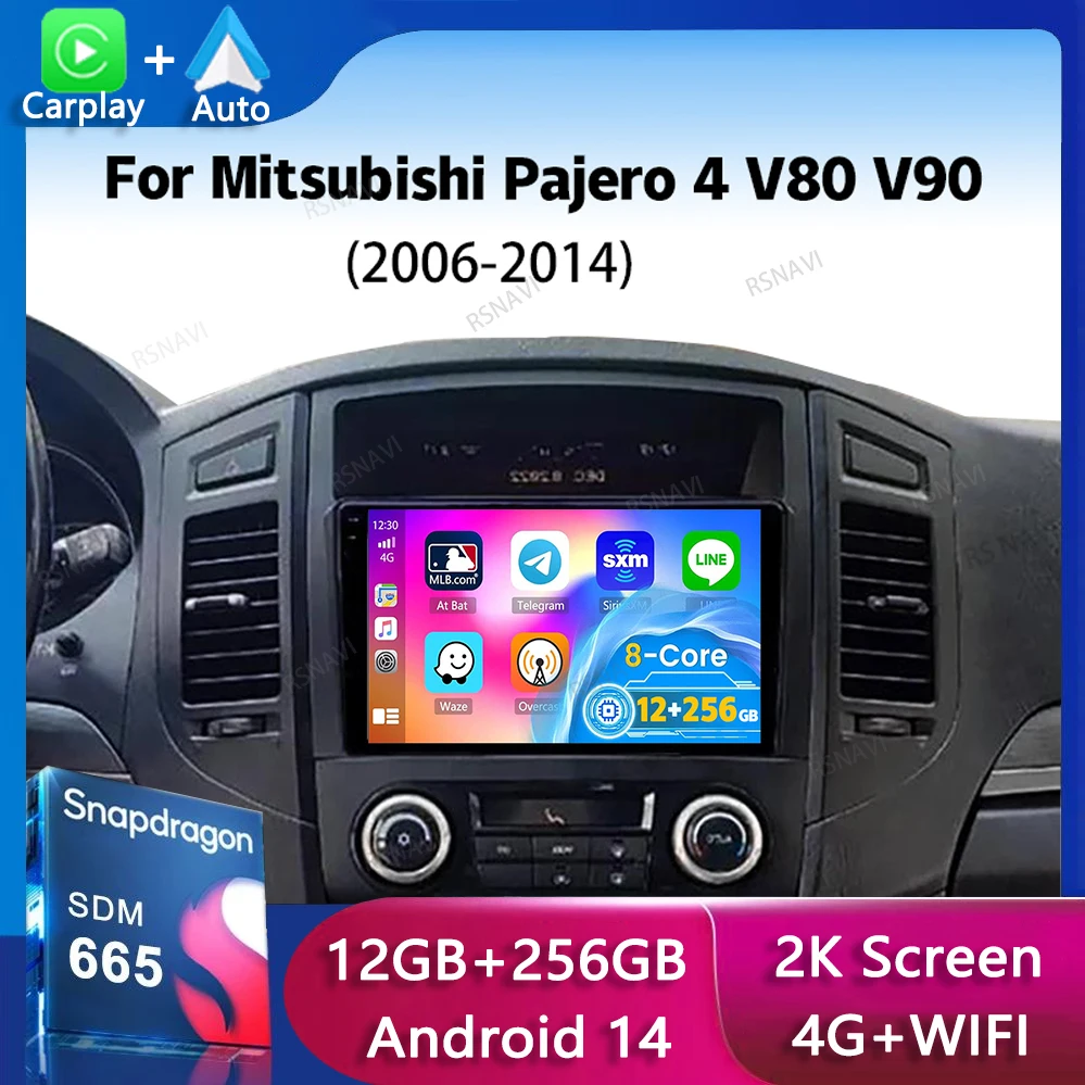 

Android14 Carplay Car Radio For Mitsubishi Pajero 4 V80 V90 2006 - 2014 Navigation GPS Multimedia Player WiFi+4G Stereo video BT