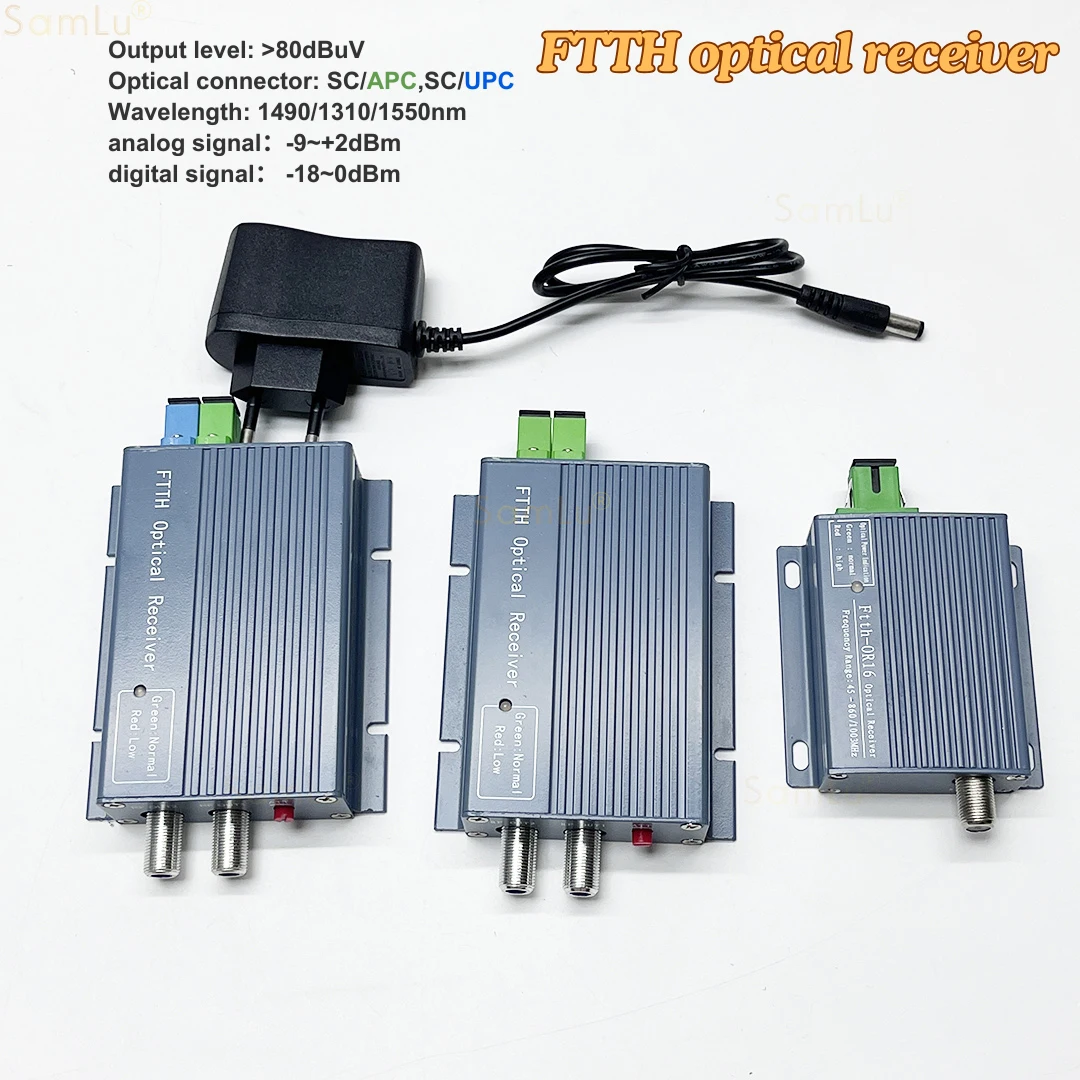 GPON CATV 1550nm Optical Receiver High Level With WDM AGC 1*RF/2*RF Inch Output TV Transmission Ultra Low Light Reception