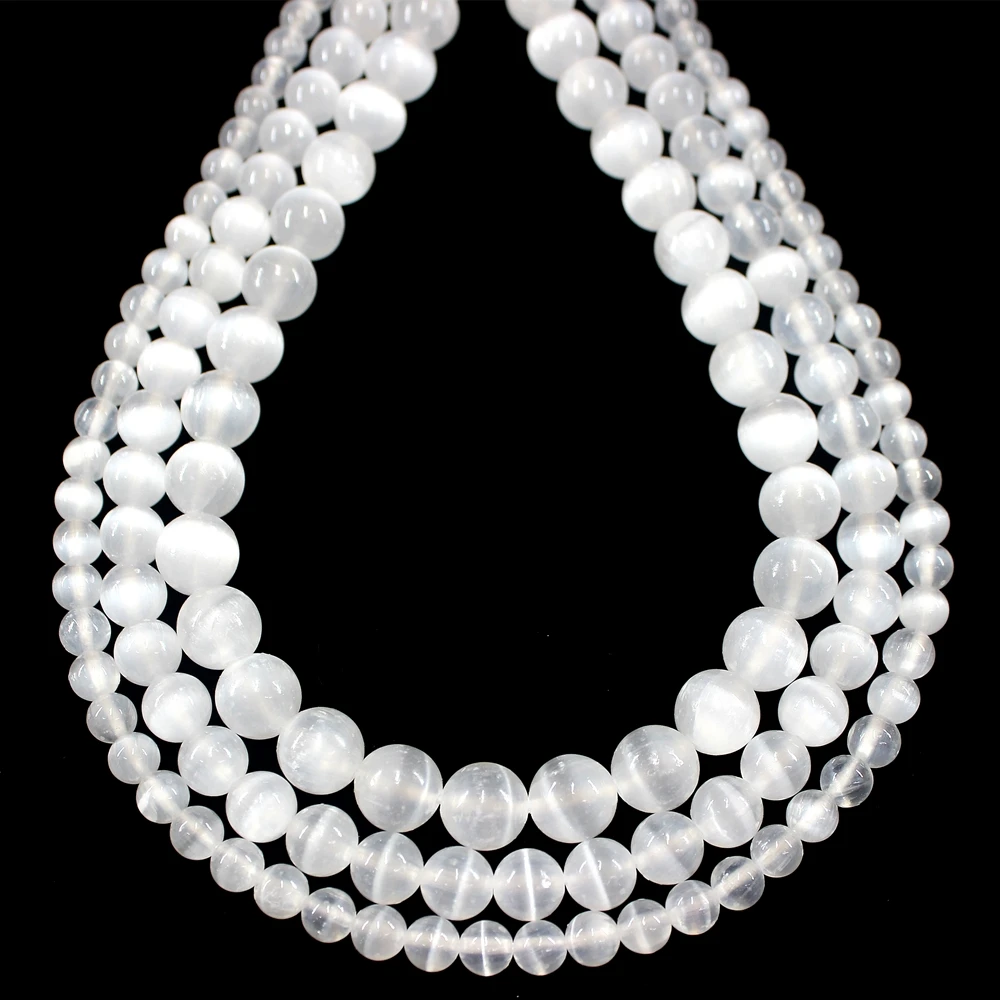 Natural Calcite Selenite Round Loose Beads Strand 6/8/10MM For Jewelry DIY Making Necklace Bracelet