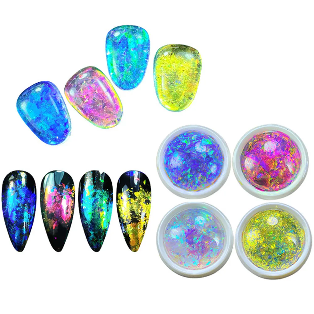 1pc Mermaid Opal Powder Aurora Opal Nail Glitter 3D Flakes Irregular Chameleon Nail Sequins For DIY Nail Art Decorations