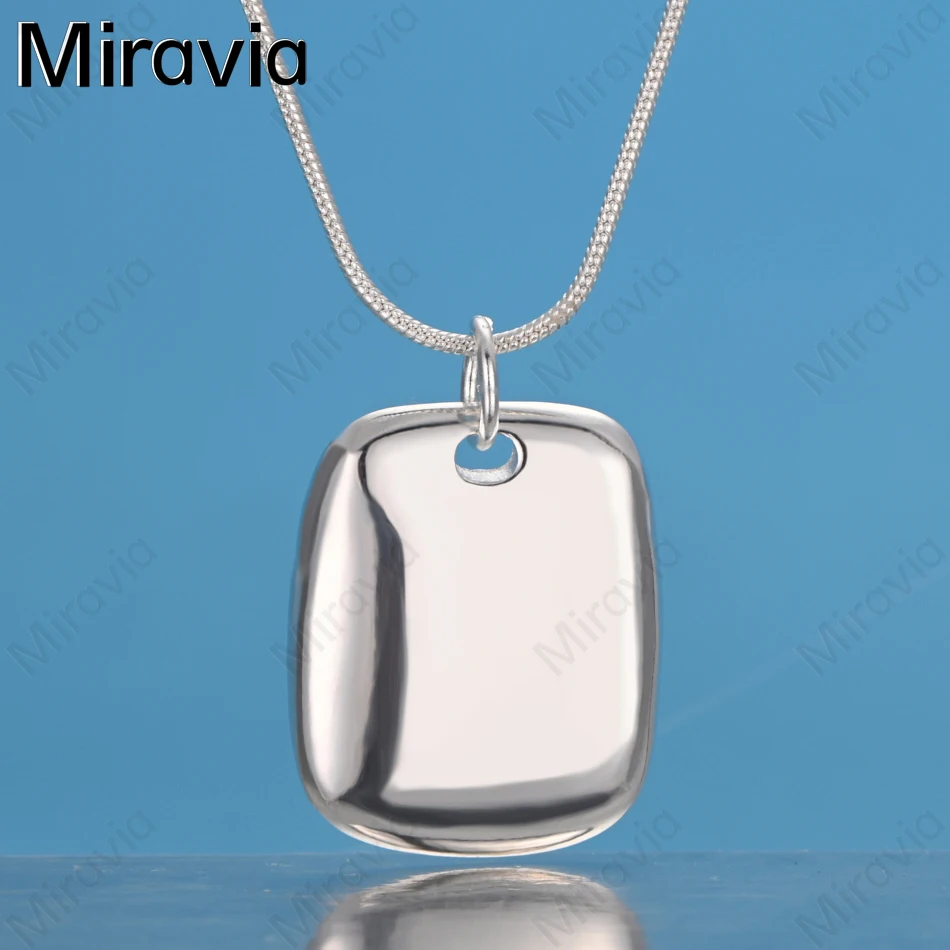 

Miravia 925 Sterling Silver Polished Square Pendant Necklace, A Delicate And Elegant Design For Women'S Engagement Jewelry.