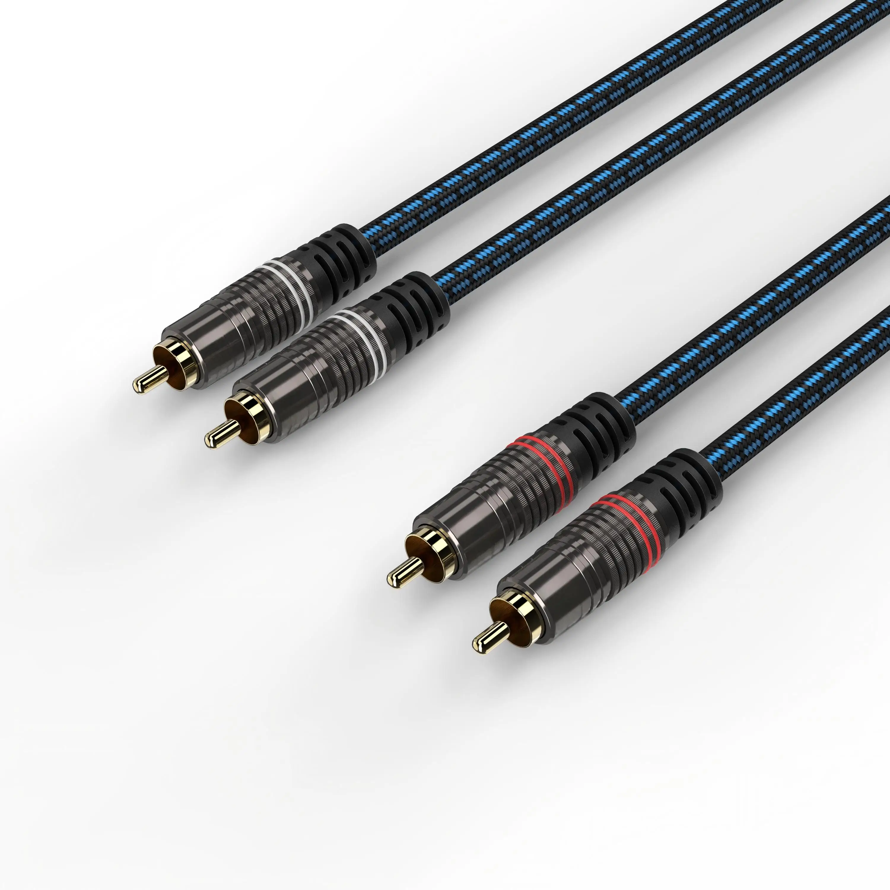 Двухканальный аудиокабель RCA с четырьмя контактами, 2RCA, для левого и правого каналов, аудиофильский, из посеребренной меди, для усилителей и колонок.