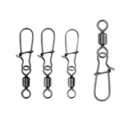 50pcs Stainless Steel Fishing Connector Pin Bearing Rolling Swivel Snap in Box Fishing Tackle Accessories For Lure Hook