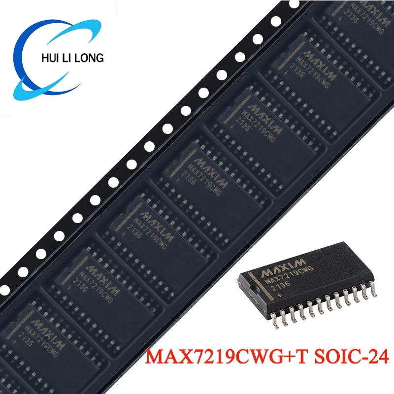 MAX7219 MAX7219CWG+T 7219 7219CWG SOIC-24 SOIC24 Serial Interface 8-bit LED Display Driver Chip IC Integrated Circuit